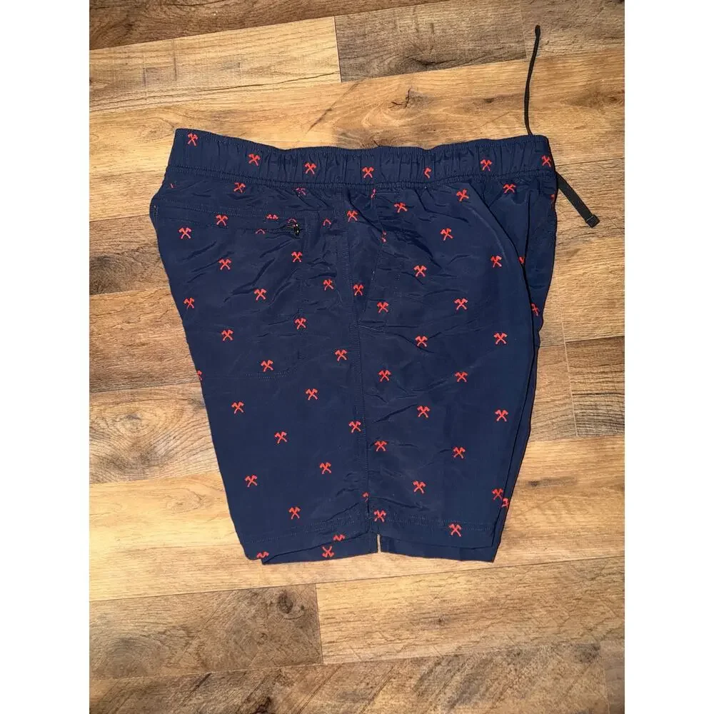 The north face men’s navy & red swimming trunks